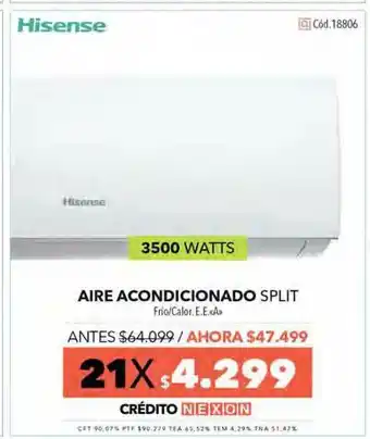 Nexon Hisense Aire Acondicionado Split oferta