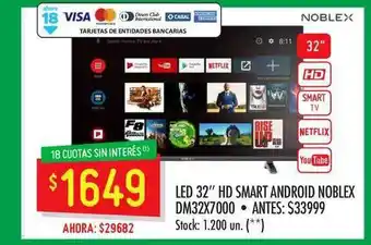 Changomas Led 32'' Hd Smart Android Noblex Dm32x7000 oferta