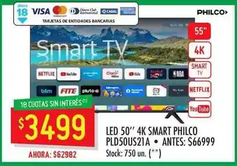 Changomas Led 50'' 4k Smart Philco Pld50us21a oferta