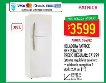 Changomas Heladera Patrick Hpk151moob oferta