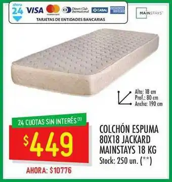 Changomas Colchón Espuma 80x18 Jackard Mainstays 18 Kg oferta