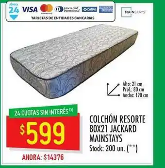 Changomas Colchón Resorte 80x21 Jackard Mainstays oferta