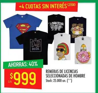 Changomas Remeras De Licencias Seleccionadas De Hombre oferta