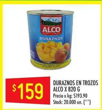 Changomas Duraznos En Trozos Alco x 820g oferta