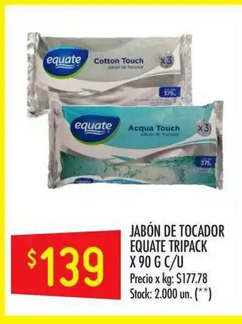 Changomas Jabón De Tocador Equate Tripack x 90g c/u oferta
