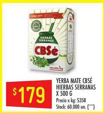 Changomas Yerba Mate Cbsé Hierbas Serranas x 500g oferta