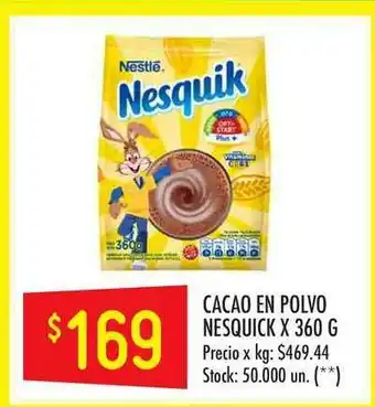 Changomas Cacao En Polvo Nesquick x 360g oferta