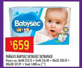 Changomas Pañales Babysec Ultrasec Ultrapack oferta