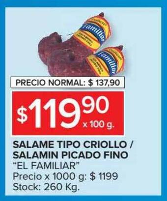 Carrefour Market Salame Tipo Criollo Salamin Picado Fino oferta