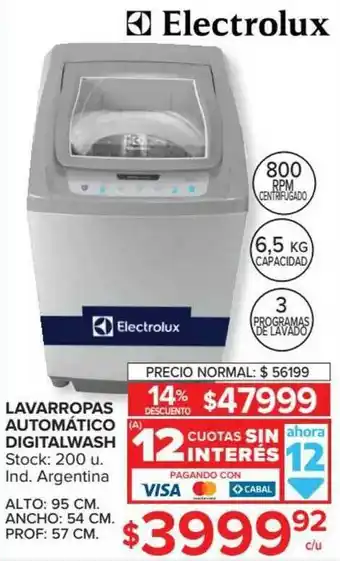 Carrefour Lavarropas Automático Digitalwash Electrolux oferta