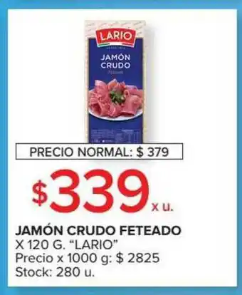 Carrefour Jamón Crudo Feteado x 120g oferta