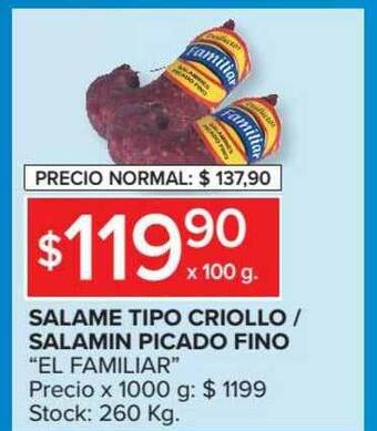 Carrefour Salame Tipo Criollo Salamin Picado Fino oferta