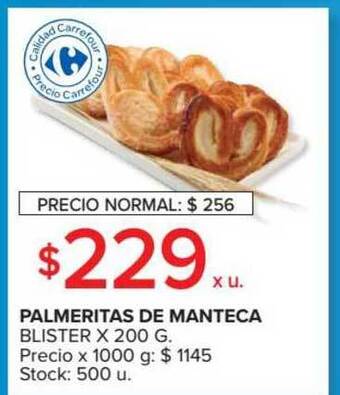 Carrefour Palmeritas De Manteca Blister x 200g oferta