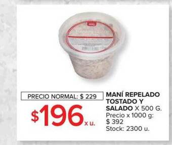 Carrefour Maní Repelado Tostado Y Salado x 500g oferta