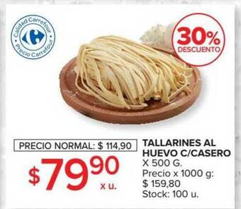 Carrefour Tallarines Al Huevo C Casero x 500g oferta
