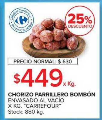 Carrefour Chorizo Parrillero Bombón Envasado Al Vacio oferta
