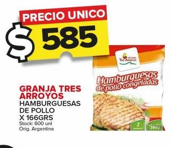 Carrefour Maxi Hamburguesas de pollo granja tres arroyos x 166g oferta