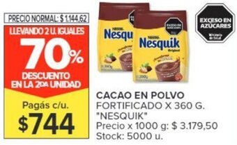 Carrefour CACAO EN POLVO FORTIFICADO X 360 G oferta