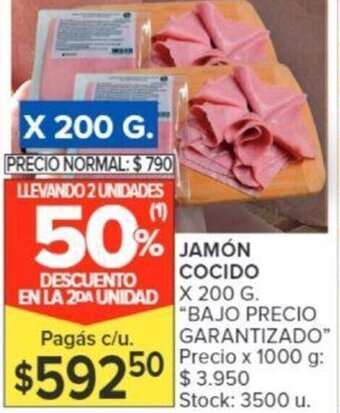 Carrefour JAMÓN COCIDO X 200 G oferta