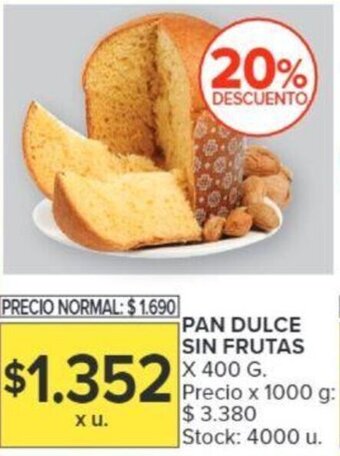 Carrefour PAN DULCE SIN FRUTAS X 400G oferta