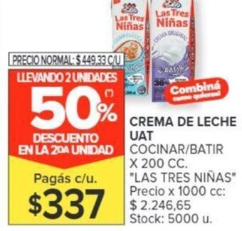 Carrefour CREMA DE LECHE UAT X 200CC oferta