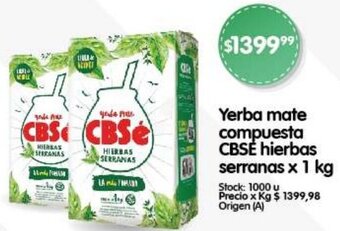 Yerba mate compuesta CBSE hierbas serranas x 1 kg