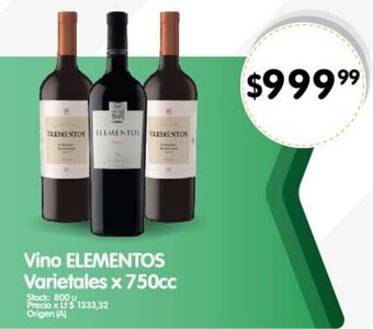 Supermercados Buenos Días Vino ELEMENTOS Varietales x 750cc oferta