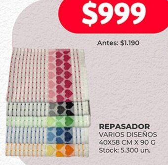 Supermercados Tadicor REPASADOR VARIOS DISEÑOS 40X58 CM X 90 G oferta