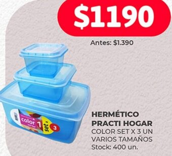 Supermercados Tadicor HERMÉTICO PRACTI HOGAR COLOR SET X 3 UN oferta