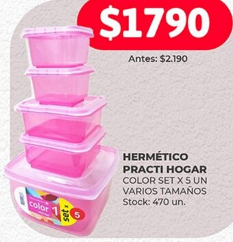 Supermercados Tadicor HERMÉTICO PRACTI HOGAR COLOR SET X 5 UN oferta