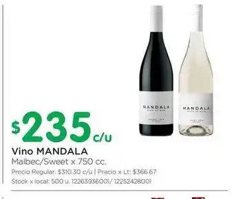 Jumbo Mandala Vino Malbec-sweet 750cc oferta