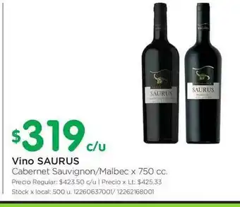 Jumbo Saurus Vino 750cc oferta