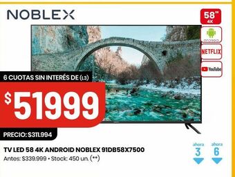 Changomas Tv led 58 4k android noblex 91db58x7500 oferta