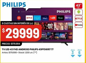 Changomas Tv led 43 fhd android philips 43pfd6917 77 oferta