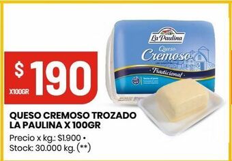 Changomas Queso cremoso trozado la paulina x 100gr oferta