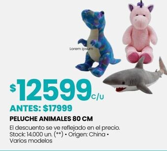 Changomas Peluche animales 80 cm oferta