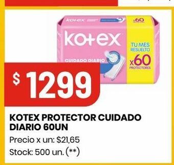 Changomas Kotex protector cuidado diario 60un oferta