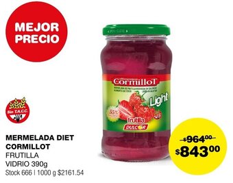 Atomo Conviene MERMELADA DIET CORMILLOT FRUTILLA VIDRIO 390g oferta