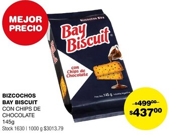 Atomo Conviene BIZCOCHOS BAY BISCUIT CON CHIPS DE CHOCOLATE 145g oferta