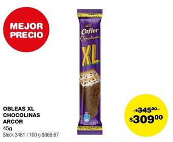 Atomo Conviene OBLEAS XL CHOCOLINAS ARCOR 45g oferta