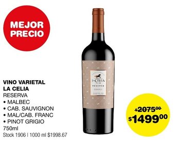 Atomo Conviene VINO VARIETAL LA CELIA RESERVA 750ml oferta
