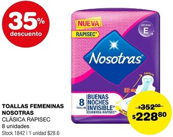 Atomo Conviene TOALLAS FEMENINAS NOSOTRAS CLÁSICA RAPISEC 8 unidades oferta