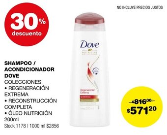 Atomo Conviene DOVE SHAMPOO / ACONDICIONADOR 200ml oferta