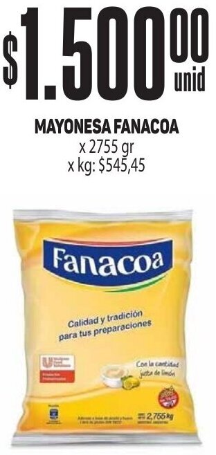Makro MAYONESA FANACOA x 2755 gr oferta