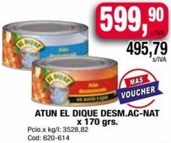 Maxiconsumo ATUN EL DIQUE DESM.AC-NAT x 170 grs oferta