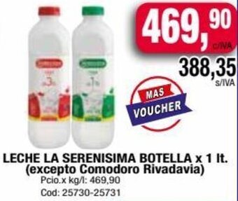 Maxiconsumo LECHE LA SERENISIMA BOTELLA x 1 lt oferta