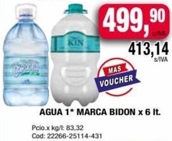 Maxiconsumo AGUA 1 MARCA BIDON x 6 It oferta