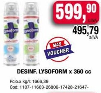 Maxiconsumo DESINF. LYSOFORM x 360 cc oferta