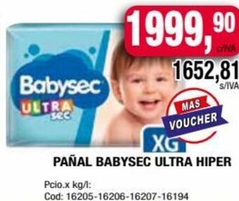 Maxiconsumo PAÑAL BABYSEC ULTRA HIPER oferta