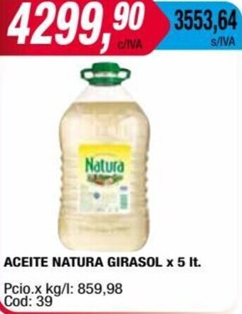 Maxiconsumo ACEITE NATURA GIRASOL x 5 lt oferta